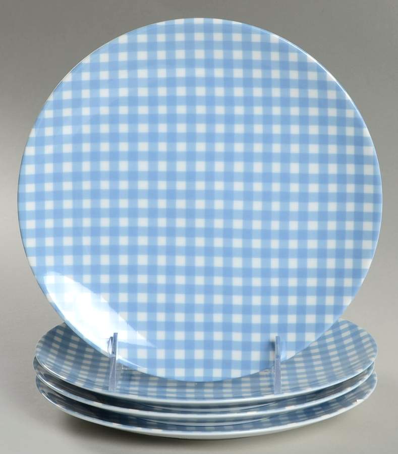 Gingham Sky Blue Salad/Dessert Plate - Set of 4 by Studio Nova-1