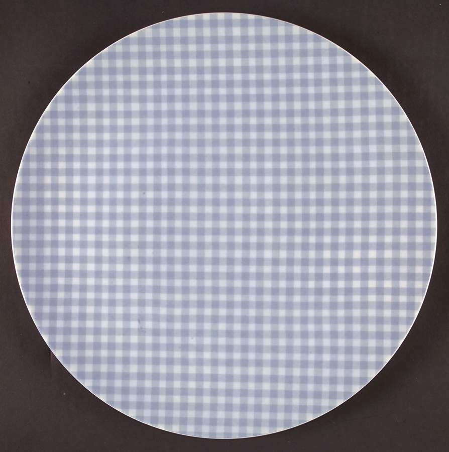 Gingham Sky Blue 12" Chop Plate (Round Platter) by Studio Nova-1
