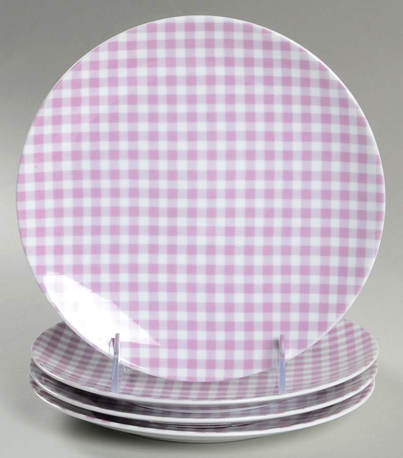 Gingham Mauve Salad/Dessert Plate - Set of 4 by Studio Nova-1