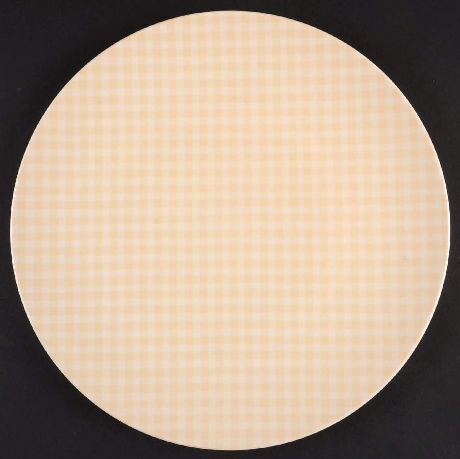 Gingham Beige 12" Chop Plate (Round Platter) by Studio Nova-1