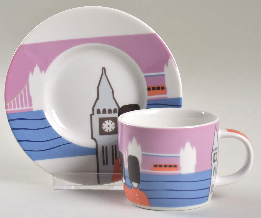 Around the World Flat Demitasse Cup & Saucer Set by Studio Nova-1
