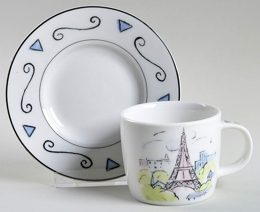 Vues de Paris Flat Demitasse Cup & Saucer Set by Studio Nova-1