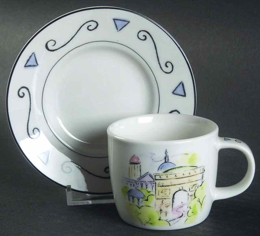 Vues de Paris Flat Demitasse Cup & Saucer Set by Studio Nova-1