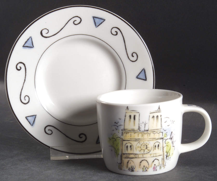 Promenade de Paris Flat Demitasse Cup & Saucer Set by Studio Nova-1