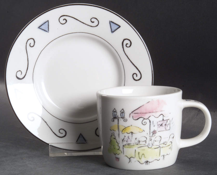 Promenade de Paris Flat Demitasse Cup & Saucer Set by Studio Nova-1