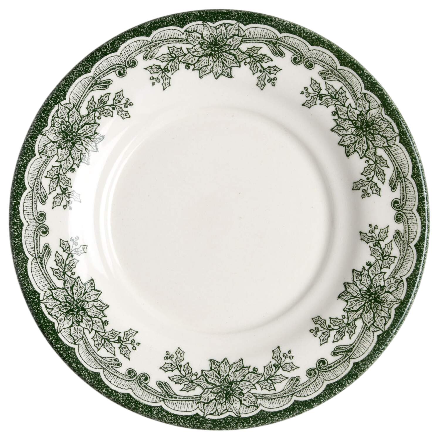 Yuletide Green Saucer by Staffordshire Engraving-1