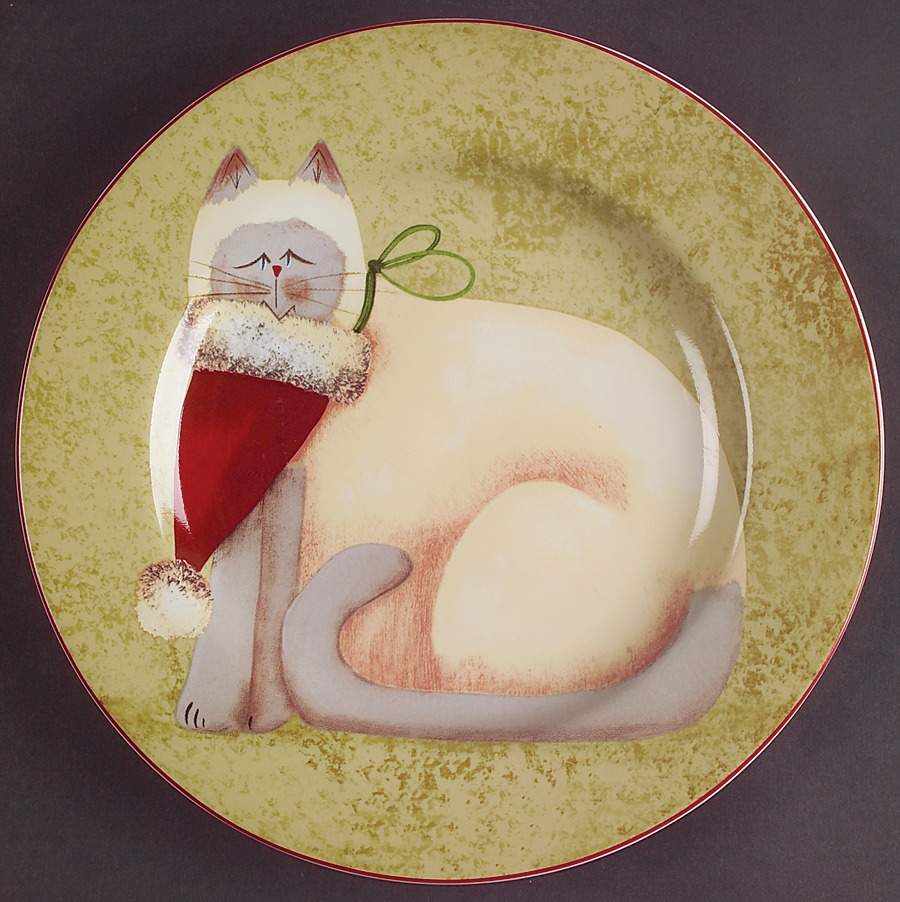 Christmas Cats (Rim) Salad/Dessert Plate by Sakura-1