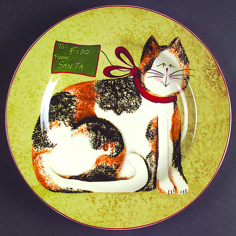 Christmas Cats (Rim) Salad/Dessert Plate by Sakura-1