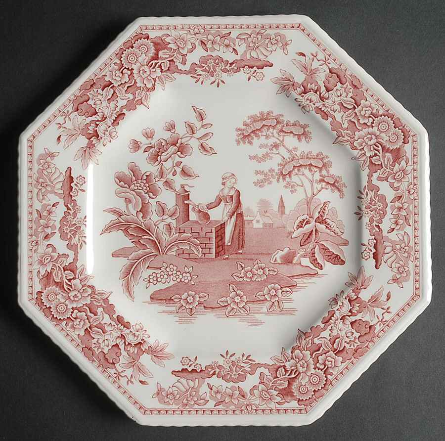 Sutherland Cranberry Octagonal Luncheon Plate by Spode-1