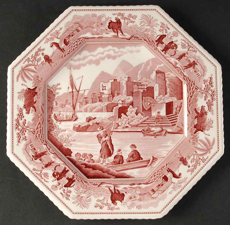 Sutherland Cranberry Octagonal Luncheon Plate by Spode-1