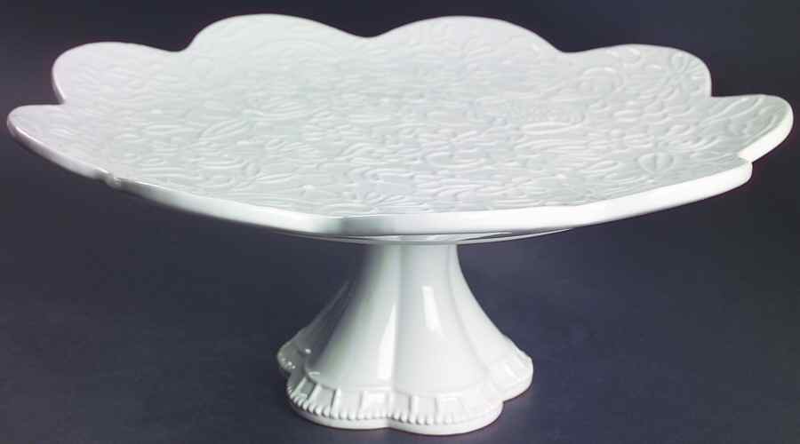 Chantilly White Lace 12" Diameter Pedestal Cake Stand by Studio Nova-1