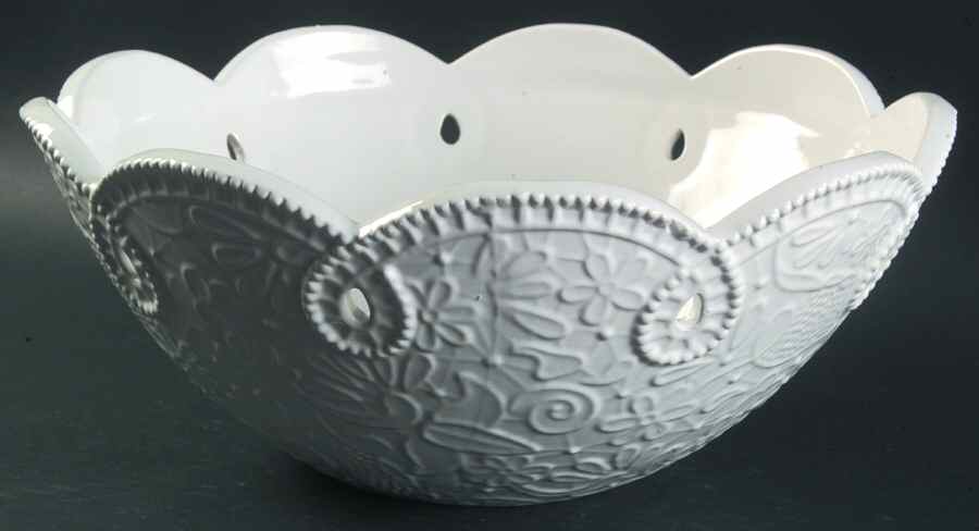 Chantilly White Lace 12" Round Vegetable Bowl by Studio Nova-1