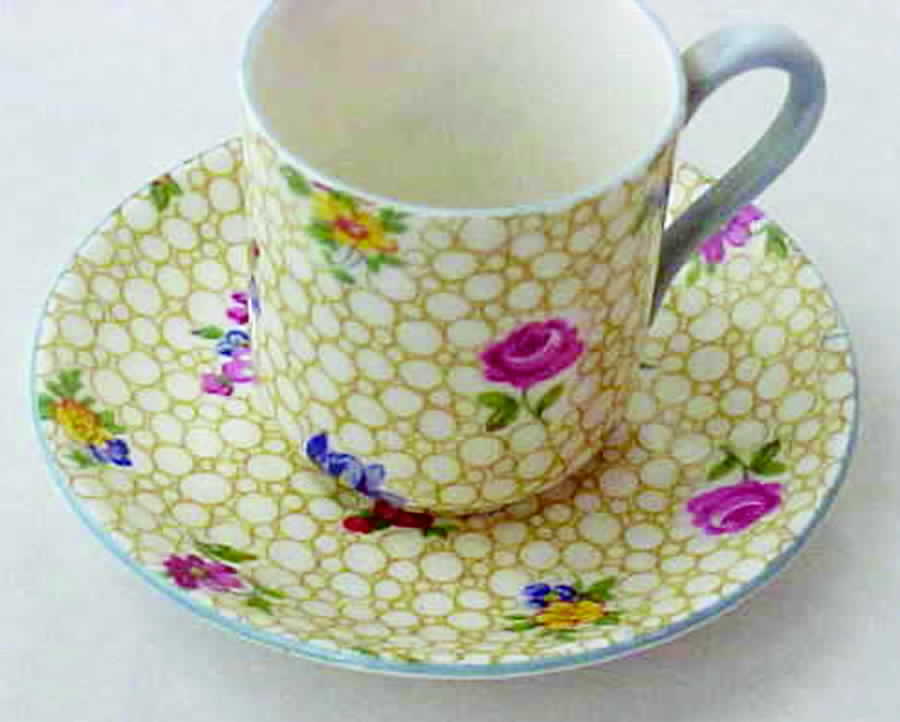755-W Flat Demitasse Cup & Saucer Set by Shelley-1