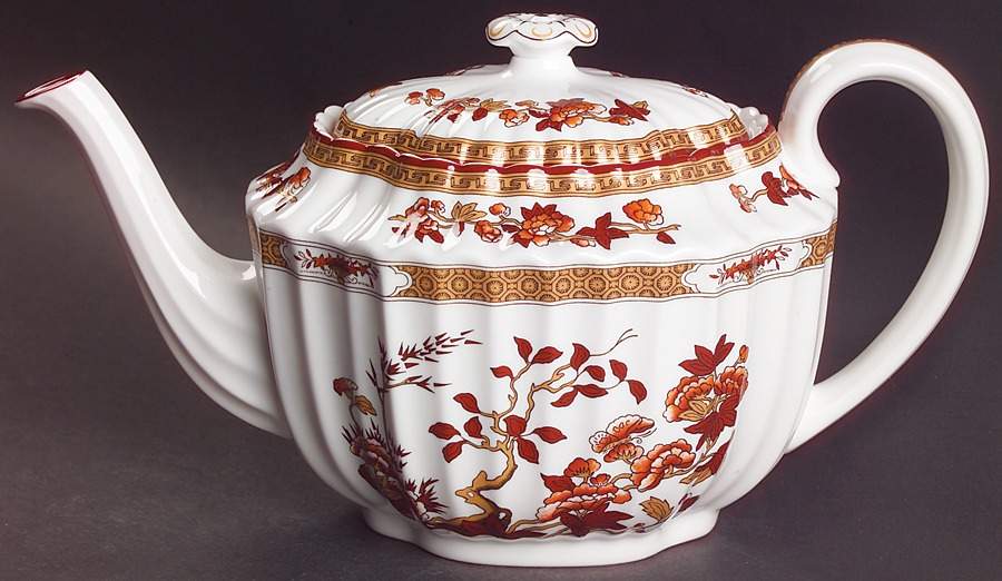 Indian Tree (Orange Rust, Bone, 2004) Teapot & Lid by Spode-1