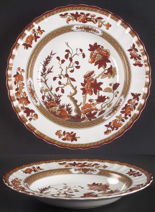 Indian Tree (Orange Rust, Bone, 2004) Large Rim Soup Bowl by Spode-1