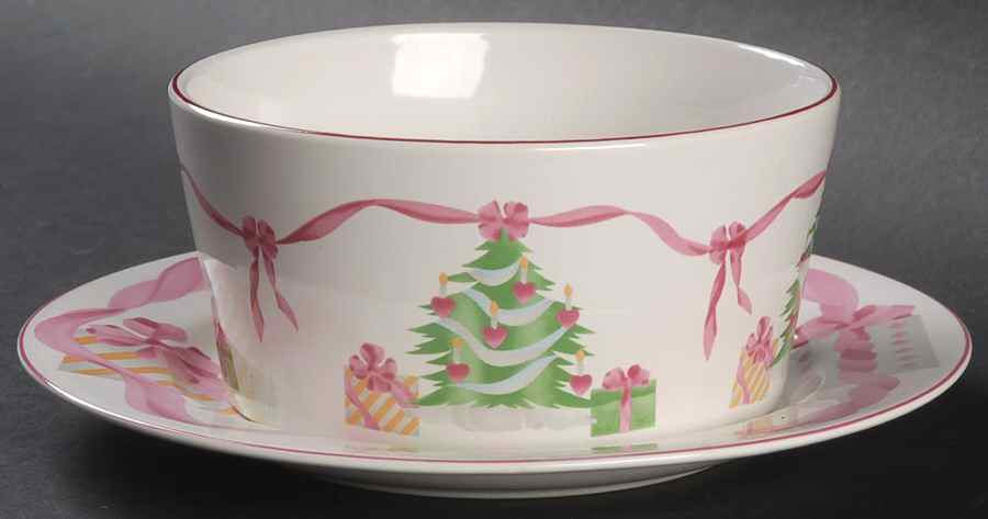 Home for Christmas (China) Round Gravy Boat & Underplate (Salad Plate) by Sango-1
