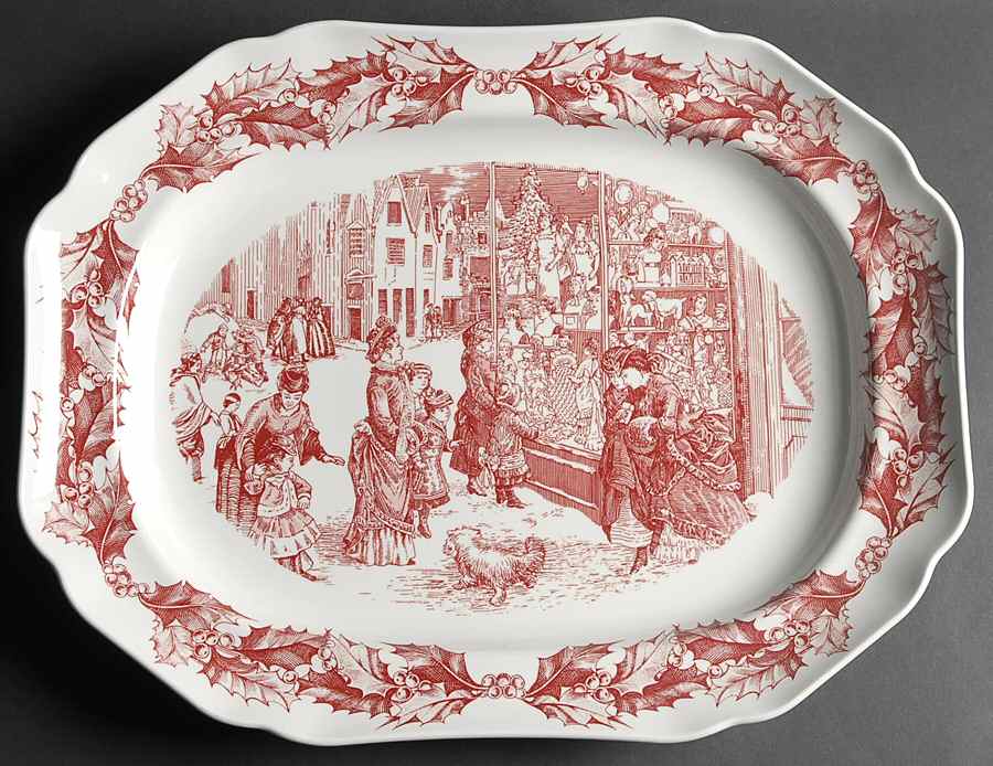 St. Nick Salad Plates & Mugs 19" Oval Serving Platter by Spode-1