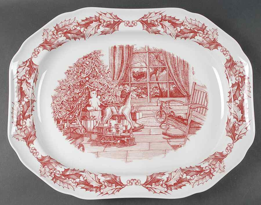 St. Nick Salad Plates & Mugs 16" Oval Serving Platter by Spode-1