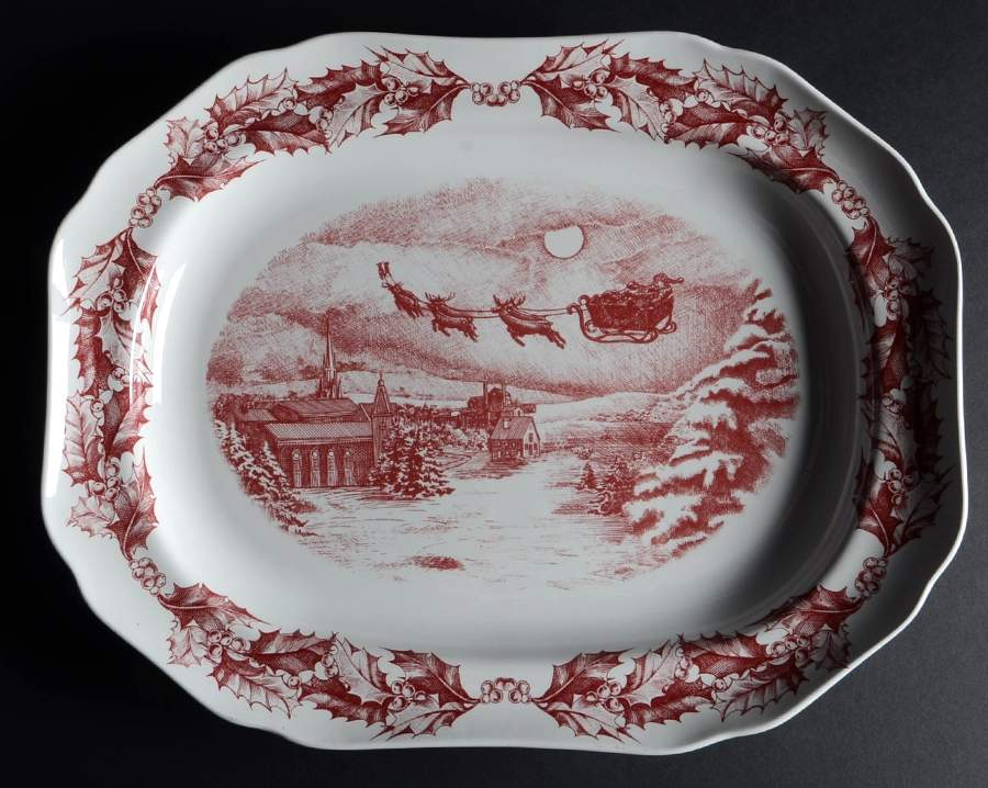 St. Nick Salad Plates & Mugs 16" Oval Serving Platter by Spode-1