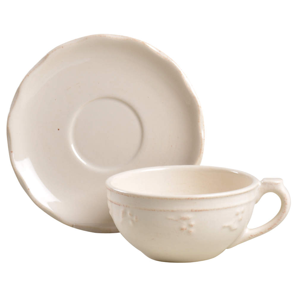 Bella Ivory Flat Demitasse Cup & Saucer Set by Signature-1