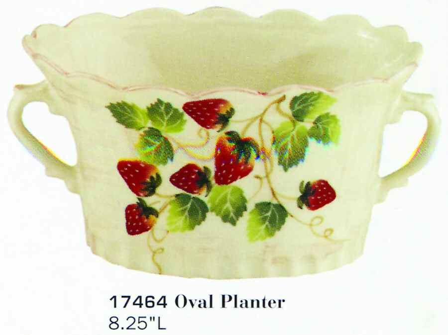 Strawberries (Scalloped) Oval Cachepot by Sadek-1