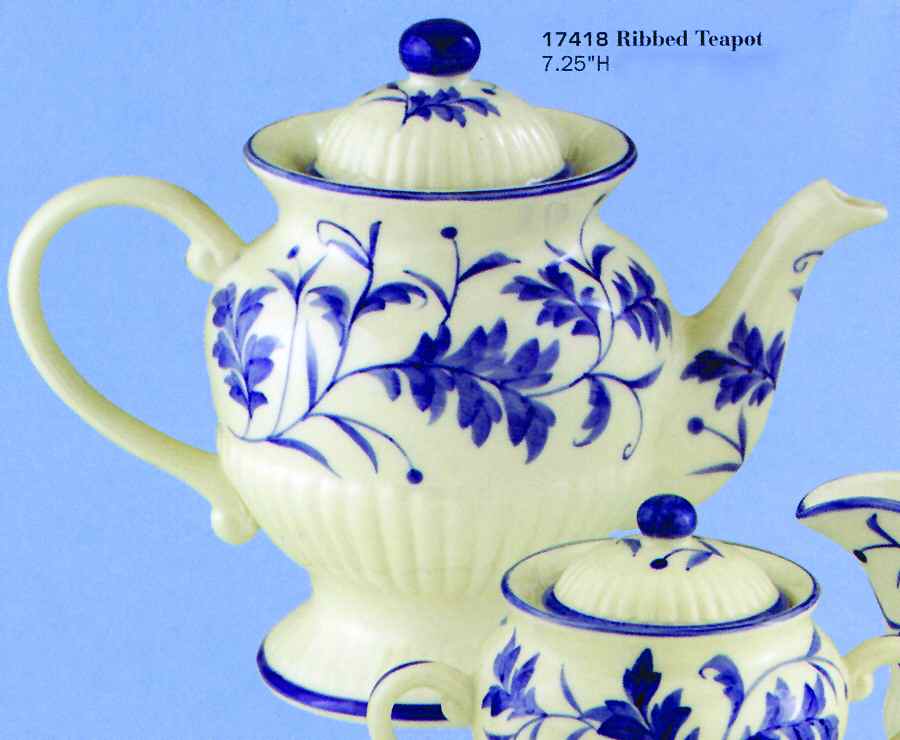 Blue Leaf Teapot & Lid by Sadek-1