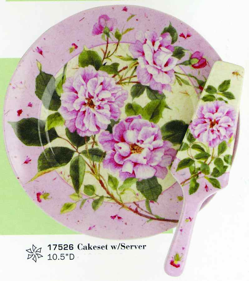 Rose Garden Cake Plate and Server (Boxed Set) by Sadek-1