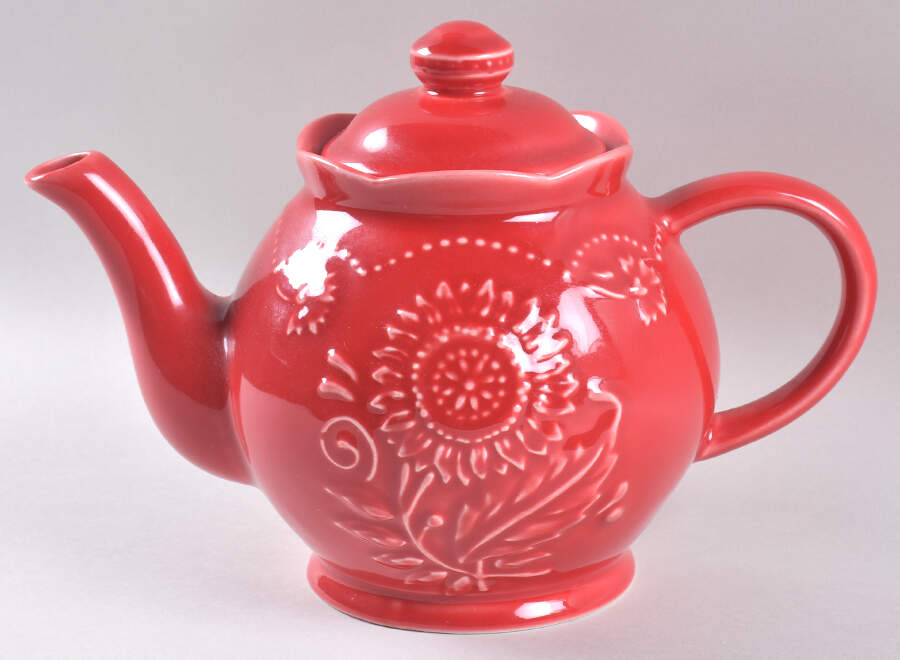Sunflower Red Teapot & Lid by Sadek-1