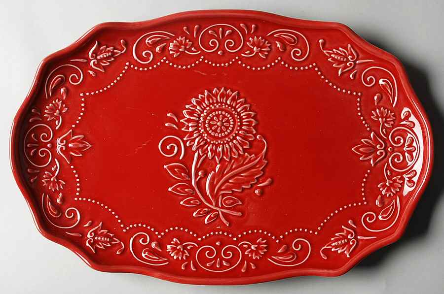 Sunflower Red 16" Oval Serving Platter by Sadek-1