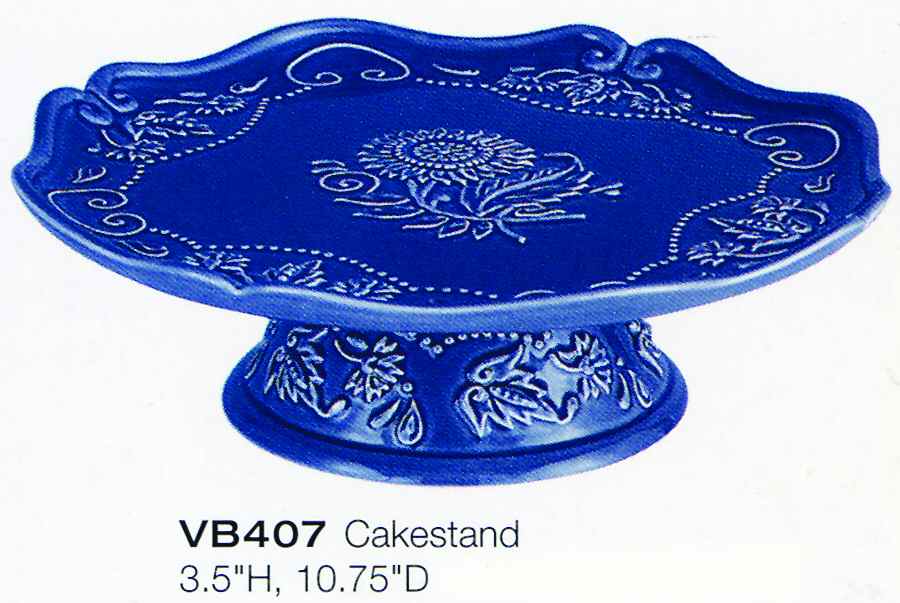 Sunflower Blue Footed Cake Plate by Sadek-1