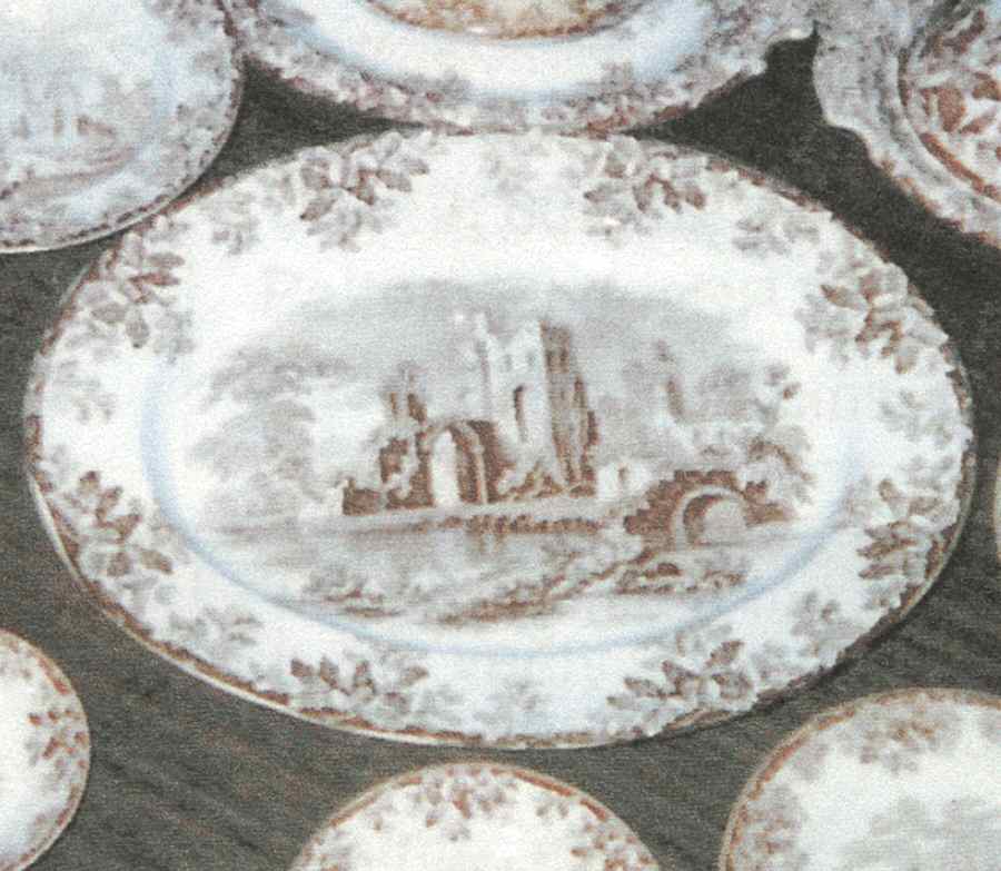 Ruins Brown 16" Oval Serving Platter by Spode-1