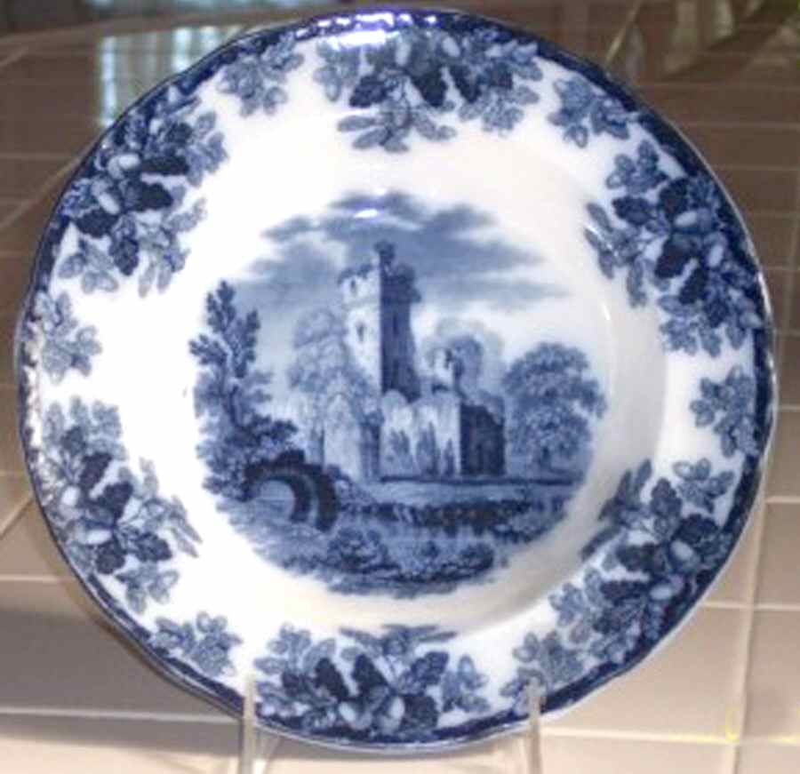 Ruins Blue (Pierced Edge, Circa 1884) Large Rim Soup Bowl by Spode-1