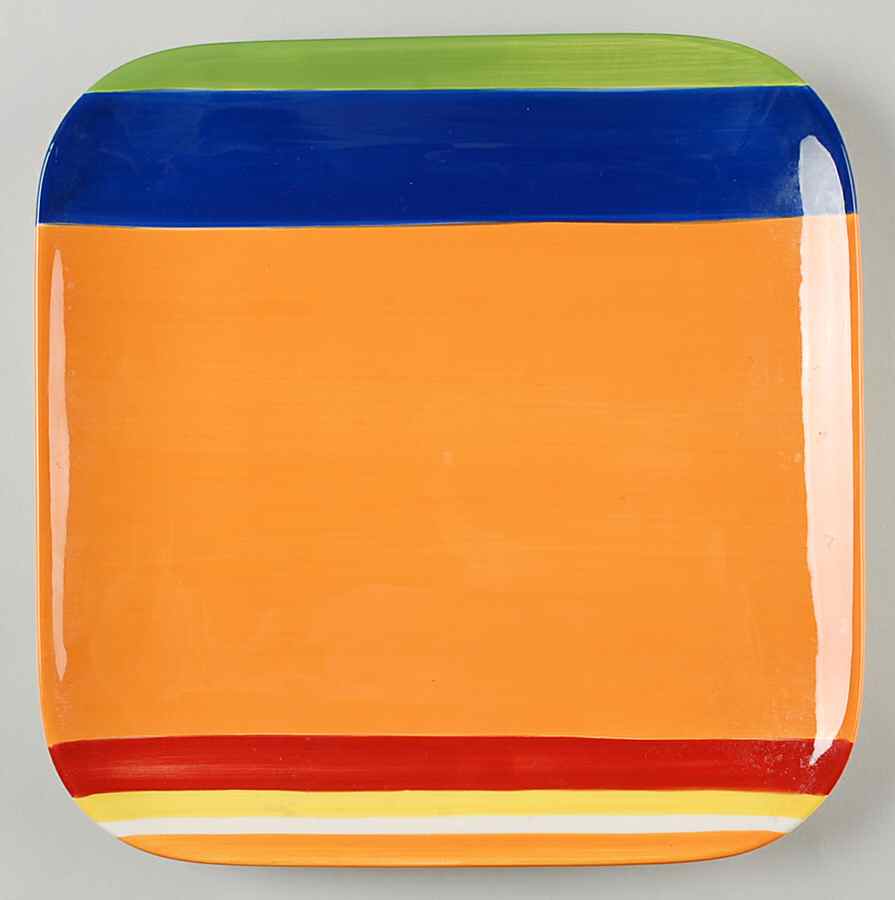 Colorfest III Orange Square Dinner Plate by Sonoma Home-1