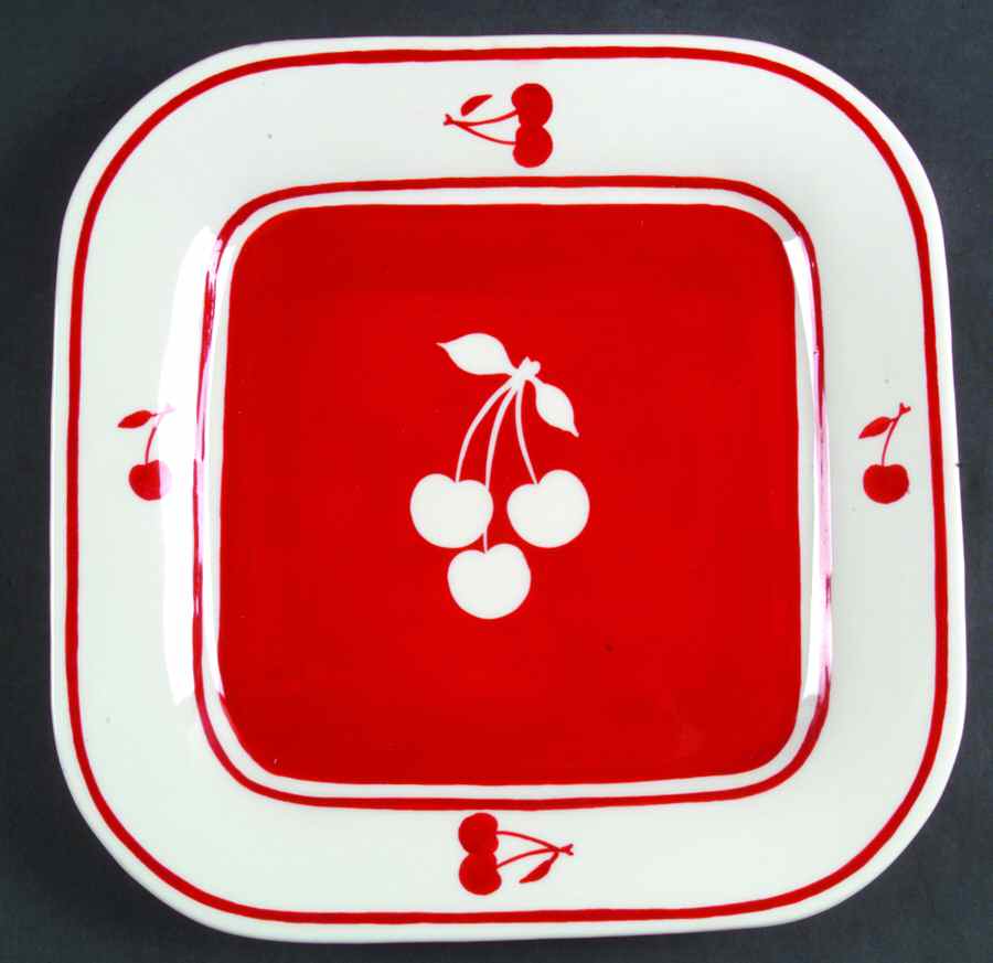 Cherries Jubilee Square Dinner Plate by Sonoma Home-1