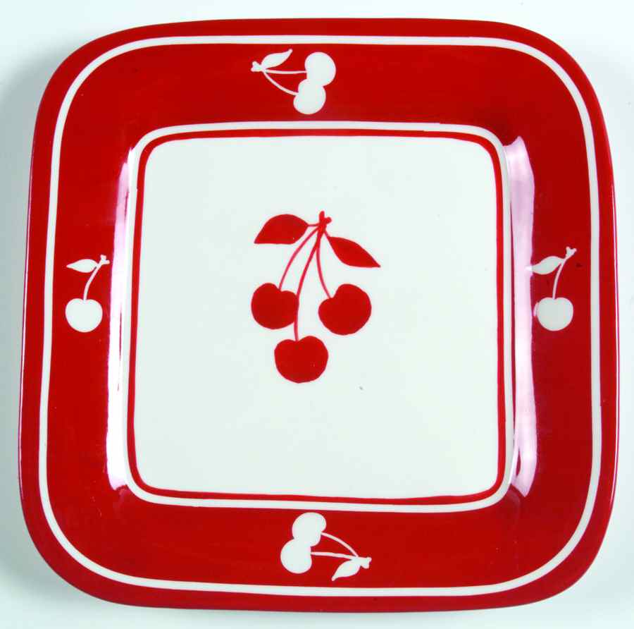 Cherries Jubilee Square Salad Plate by Sonoma Home-1