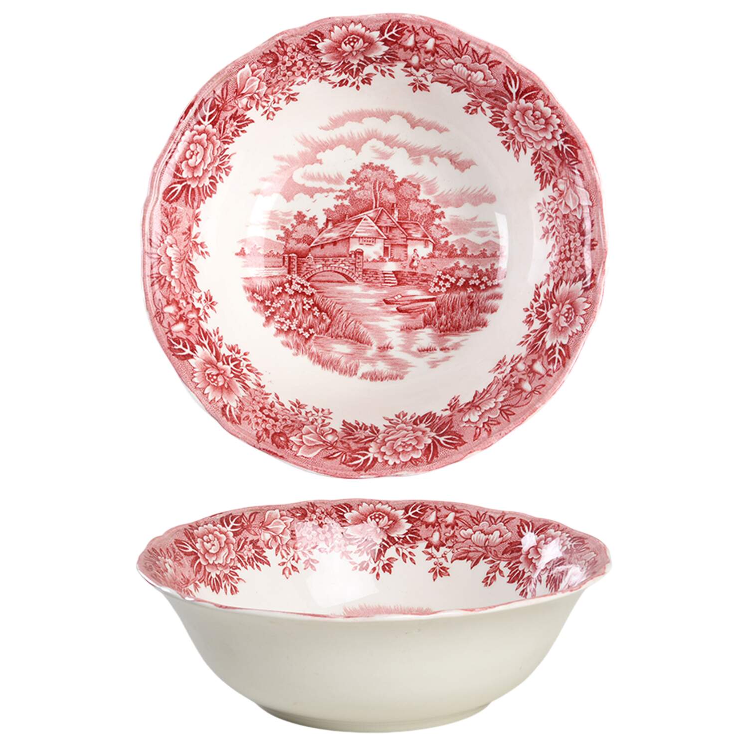 English Village Red 8" Round Vegetable Bowl by Salem-1