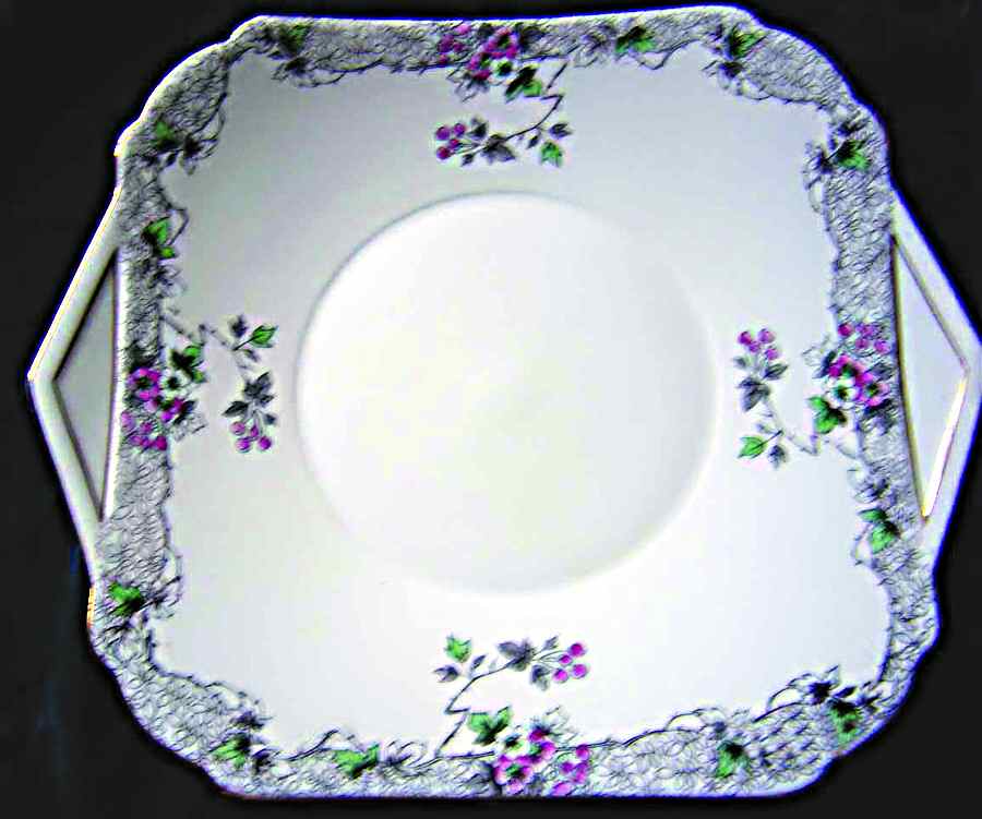 B293 Square Handled Cake Plate by Shelley-1