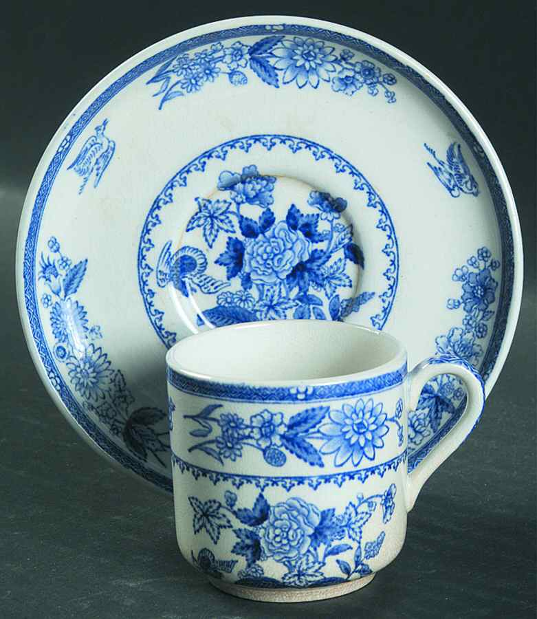 Heron (Blue) Flat Demitasse Cup & Saucer Set by Spode-1