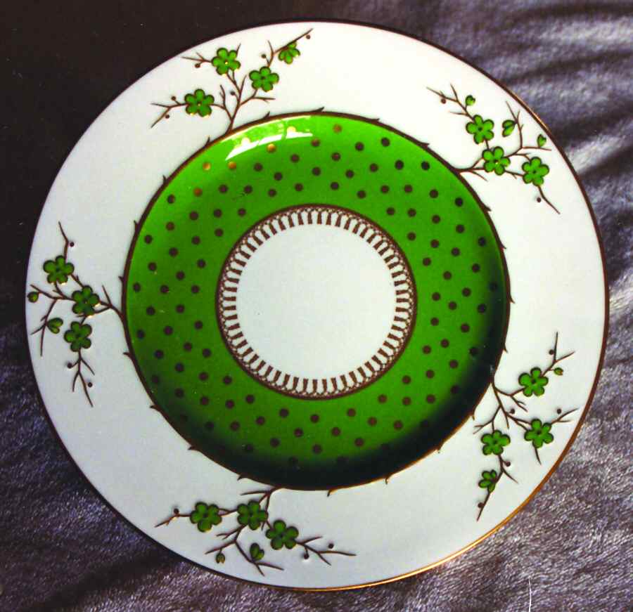 Geisha Green (Green Flowers, Gold Dots) Dinner Plate by Spode-1
