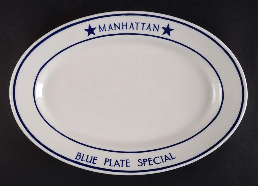 Blue Plate Special 11" Oval Serving Platter by Sterling China (USA)-1