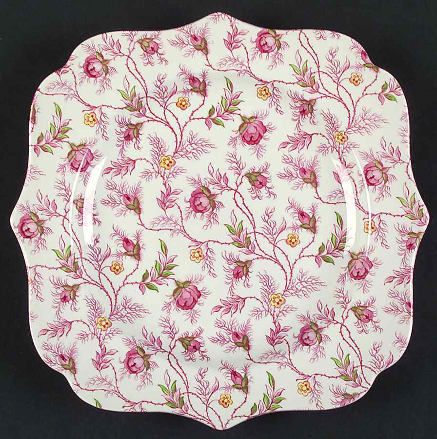 Rosebud Chintz (White Background) Square Luncheon Plate by Spode-1