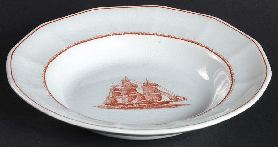 Trade Winds Red (No Gold Trim) Rim Soup Bowl by Spode-1