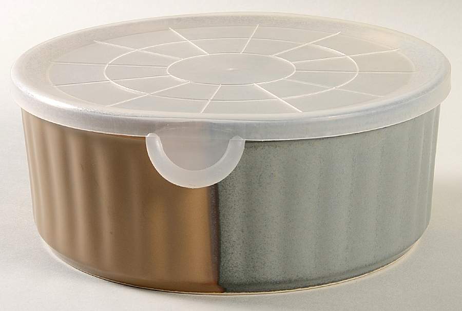Gold Dust Green 6" Storage Bowl Ceramic with Plastic Lid by Sango-1