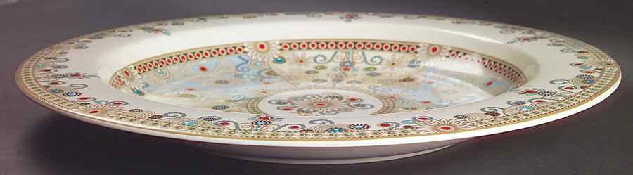 Jewel Turquoise & Pearls 15" Rose Dish (Round Deep Platter) by Spode-1