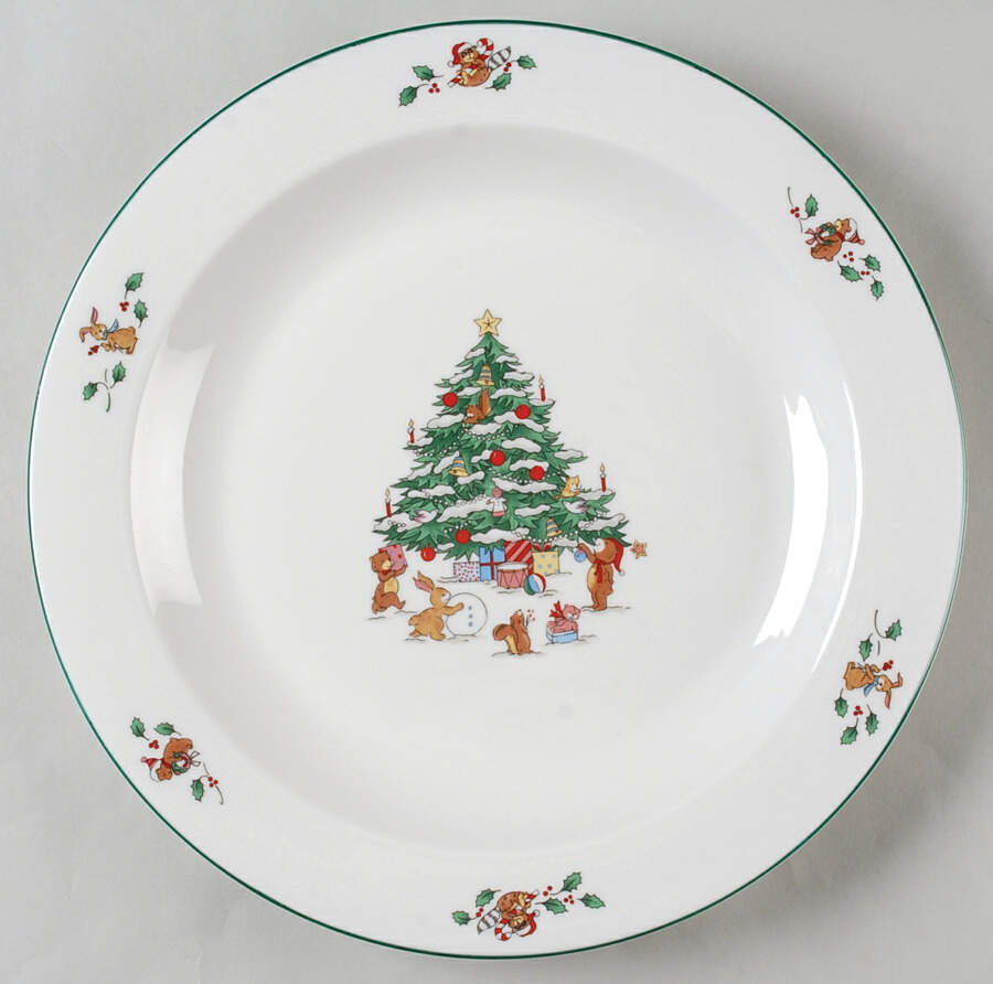 Whimsical Christmas (Smooth, Green Trim) 12" Chop Plate (Round Platter) by Salem-1
