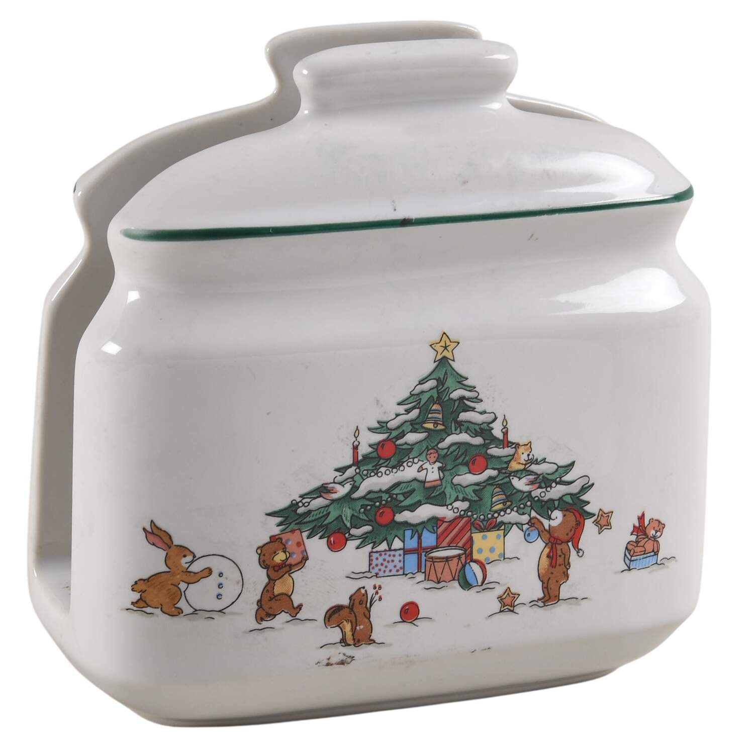 Whimsical Christmas (Smooth, Green Trim) Napkin Holder by Salem-1
