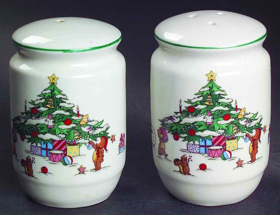 Whimsical Christmas (Smooth, Green Trim) Salt & Pepper Set by Salem-1