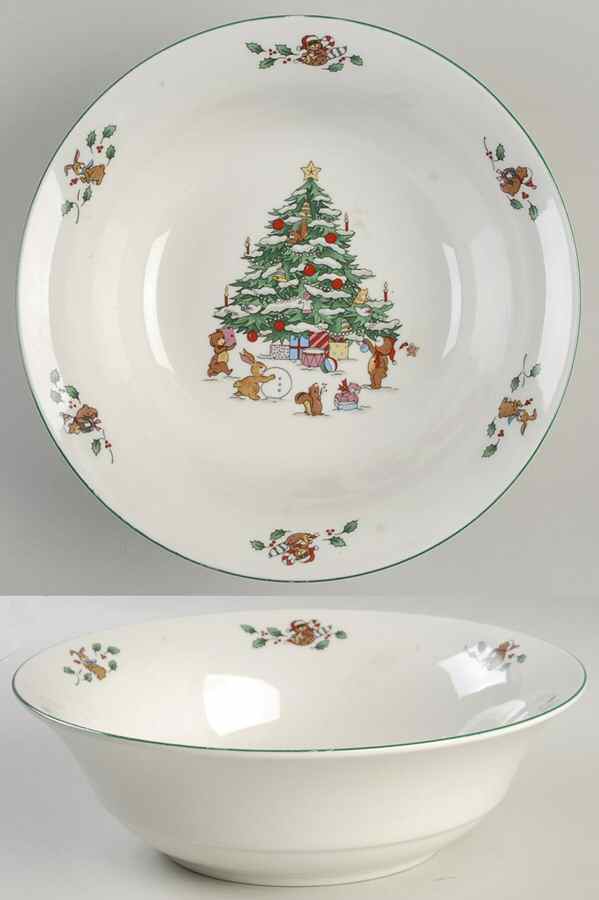 Whimsical Christmas (Smooth, Green Trim) 9" Round Vegetable Bowl by Salem-1