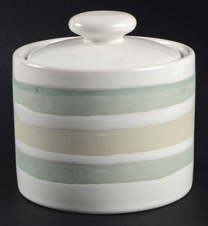 Segments Green Sugar Bowl & Lid by Sakura-1