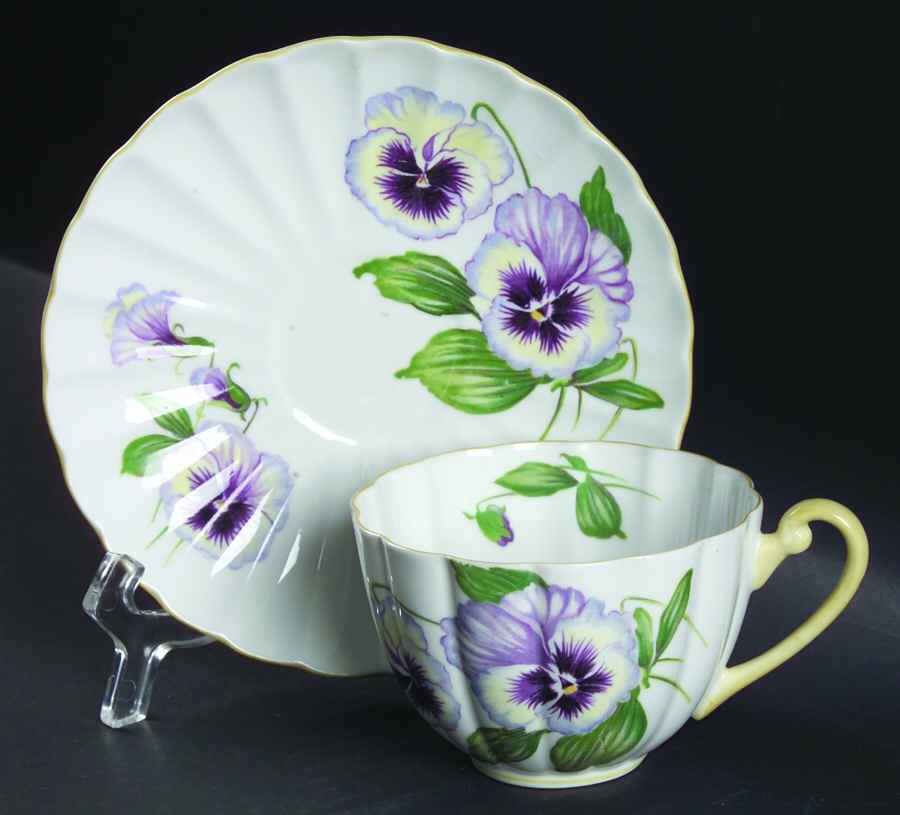 Pansy (Ludlow Shape) Flat Cup & Saucer Set by Shelley-1